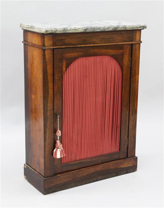 An early Victorian rosewood pier cabinet, W.2ft 2in. D.1ft H.3ft